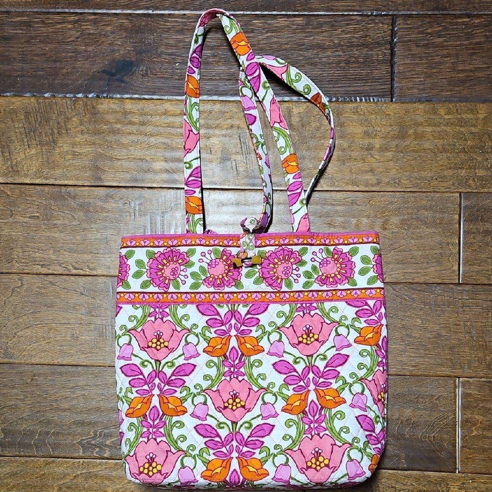 Vera Bradley Pink and Green Floral Tote